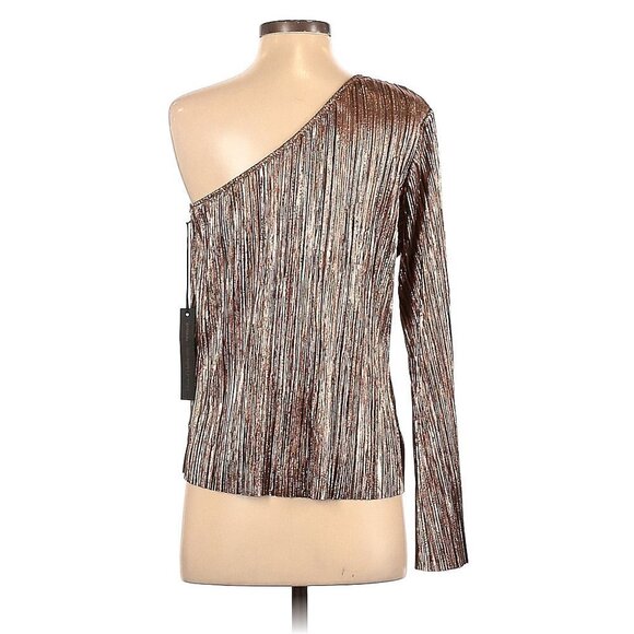 NWT House Of Harlow 1960 x Revolve Ross Rose Gold Metallic One Shoulder Boho Top - Picture 7 of 14